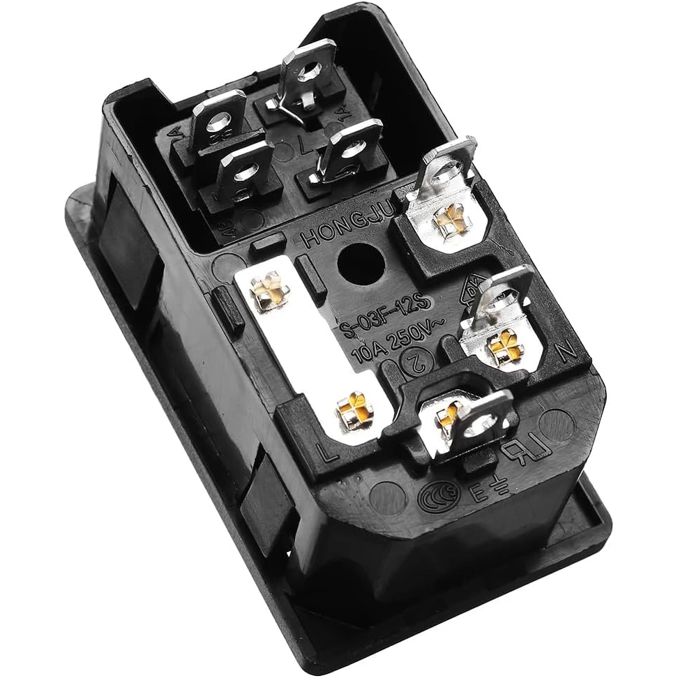 3 pinos iec320 c14 entrada macho tomada de alimentação luz vermelha barco rocker switch com suporte fusível fonte da lâmpada néon jack conector