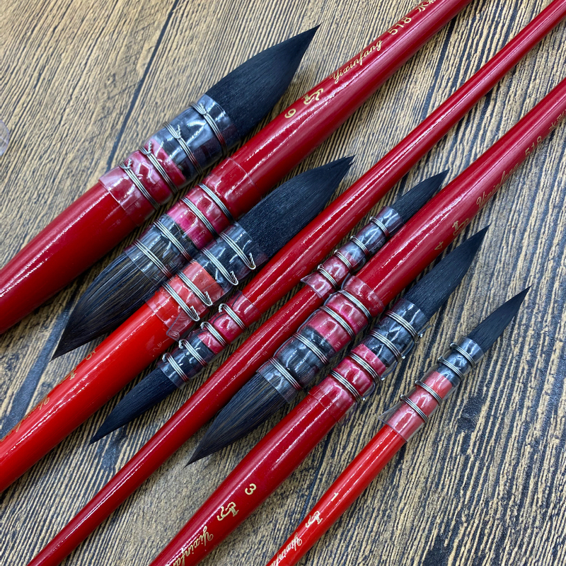 7-stück Eichhörnchen Haar Aquarell Ölgemälde Stift Erwachsene Kunst Malerei Hand bemalt Nylon Runde-headed Spitzen pinsel