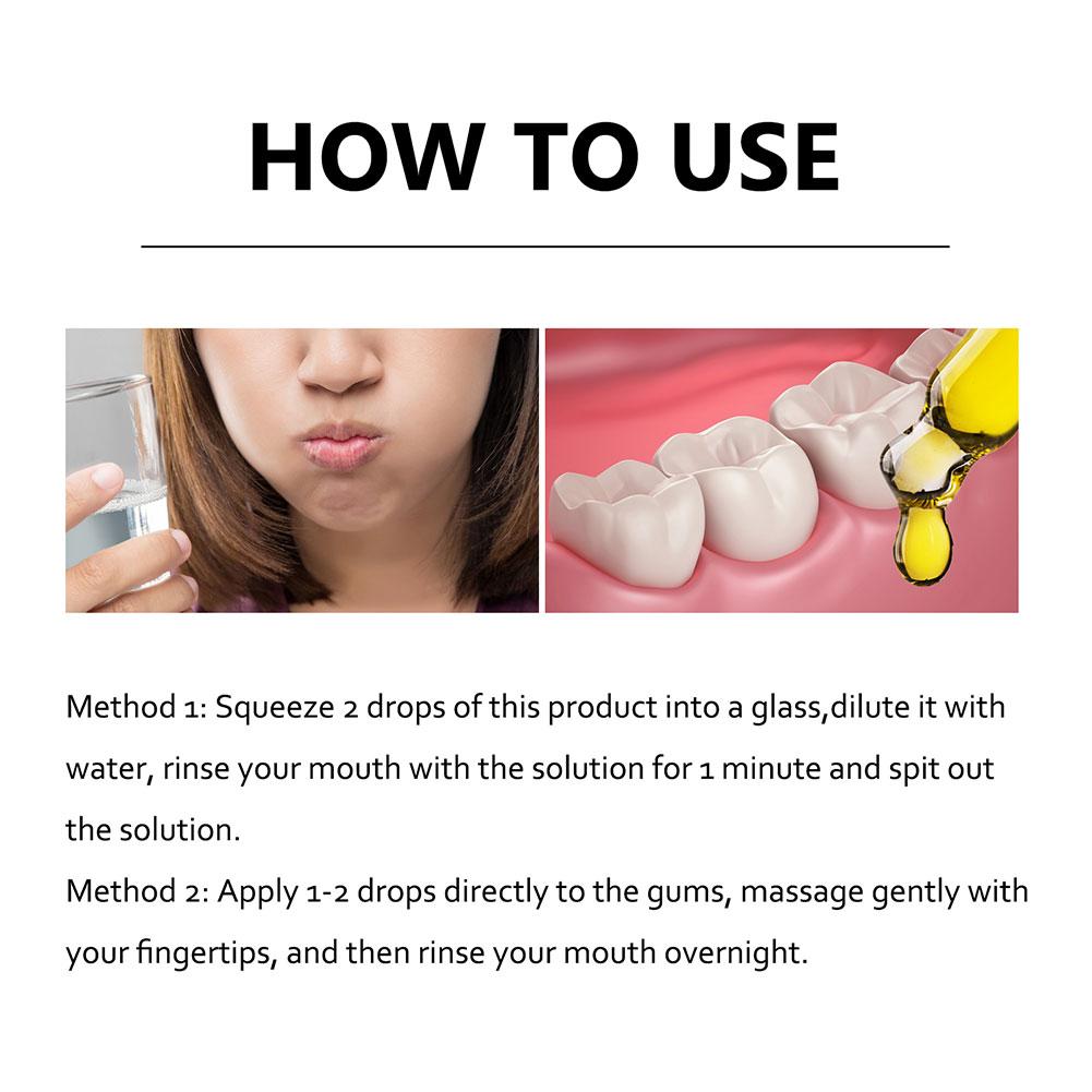Gotas reparadoras gengivais para homens e mulheres, clareamento dos dentes, tratamento gengival periodontal, faringite, limpeza da dor oral, antibactérias, 30ml