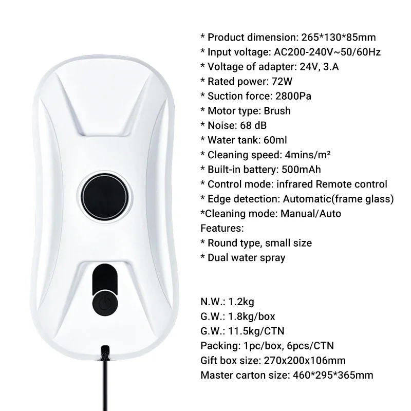 DIVEDEER nettoyeur de vitres Intelligent bidirectionnel Double pulvérisation nouveau nettoyeur de vitres automatique Double pulvérisation Mini-Type Machine