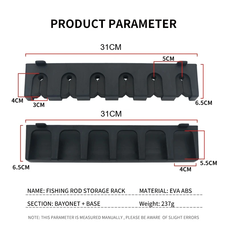 1 pz portaoggetti per canna da pesca staffa per supporto per canna da pesca a parete con 6 fori cornice fissa per display verticale e orizzontale