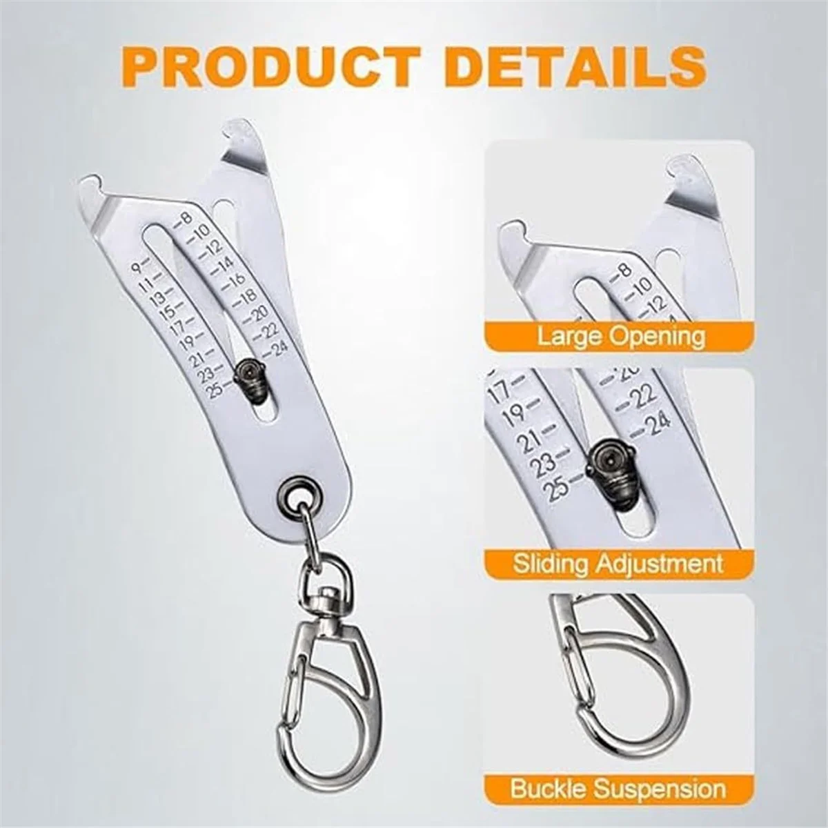 BAAU Portable Precision Thread Size Check Keychain - Bolt Size Finder Keychain, Portable Keychain