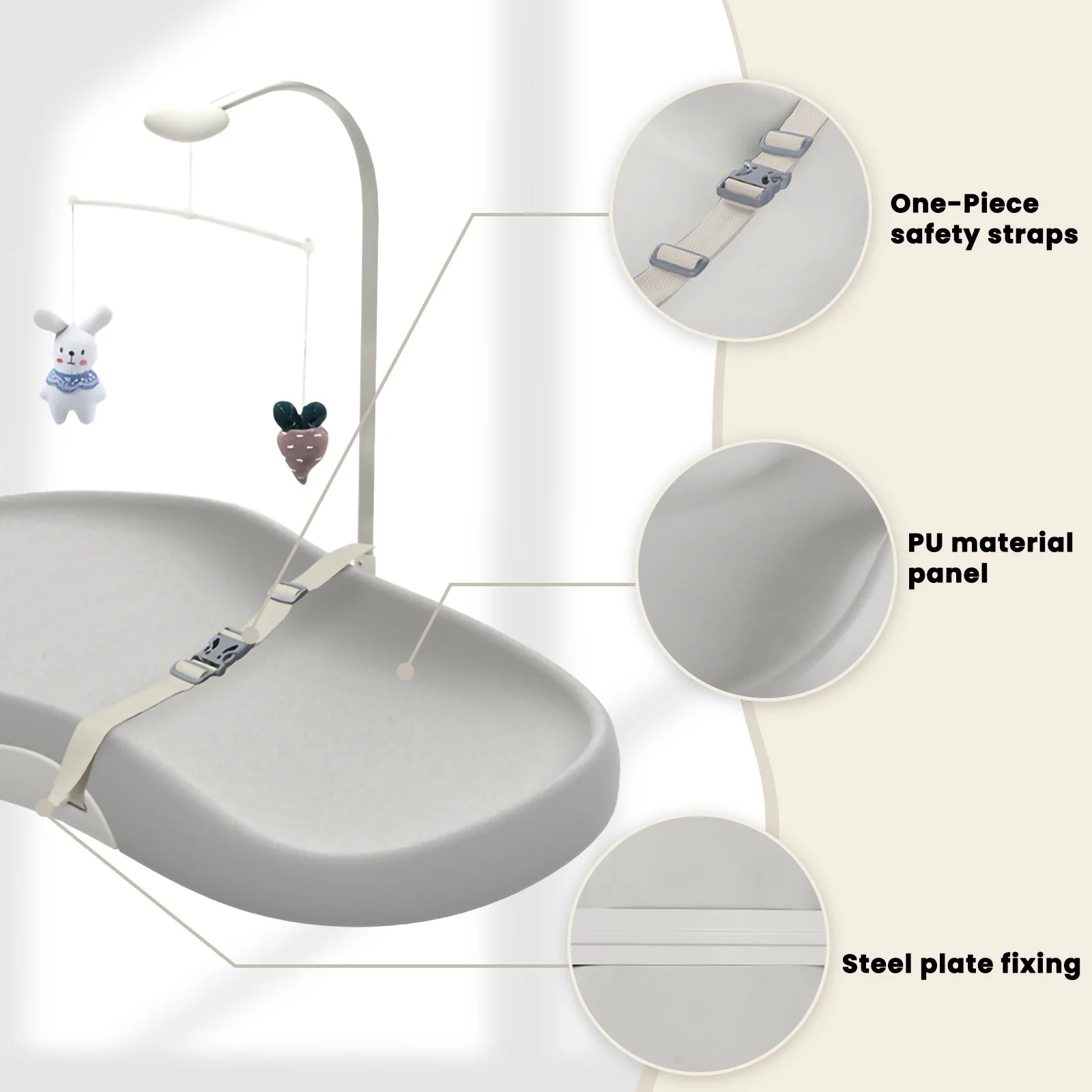 Matelas à langer pour bébé, Style pépinière, nettoyant, profilé, facile à nettoyer, conception antidérapante pour les tables à langer
