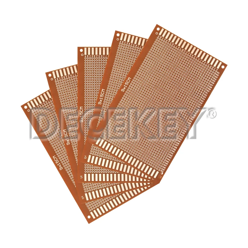 Placa PCB Universal de 9x15cm, placa de circuito impreso PCB de un solo lado amarillo para Arduino, 5 uds.
