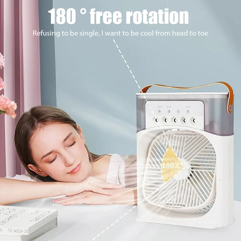 Ventilador portátil 3 en 1, aire acondicionado, Enfriador de aire pequeño para el hogar, luces LED nocturnas, humidificador, ajuste de aire, ventiladores para el hogar