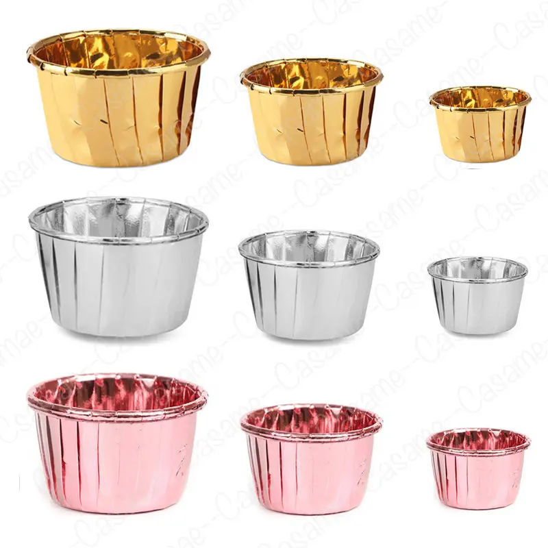 10 Cái/gói Giấy Vàng Bạc Muffin Cupcake Lót Bánh Bao Bánh Cốc Khay Ốp Lưng Bánh Cốc Giấy Bánh Ngọt Dụng Cụ Đảng nguồn Cung Cấp