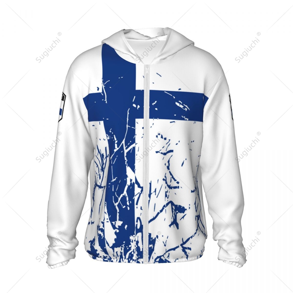Hoodie de manga comprida com zíper, poliéster, proteção solar, roupas de pesca, ciclismo, corrida, proteção solar, protetor solar
