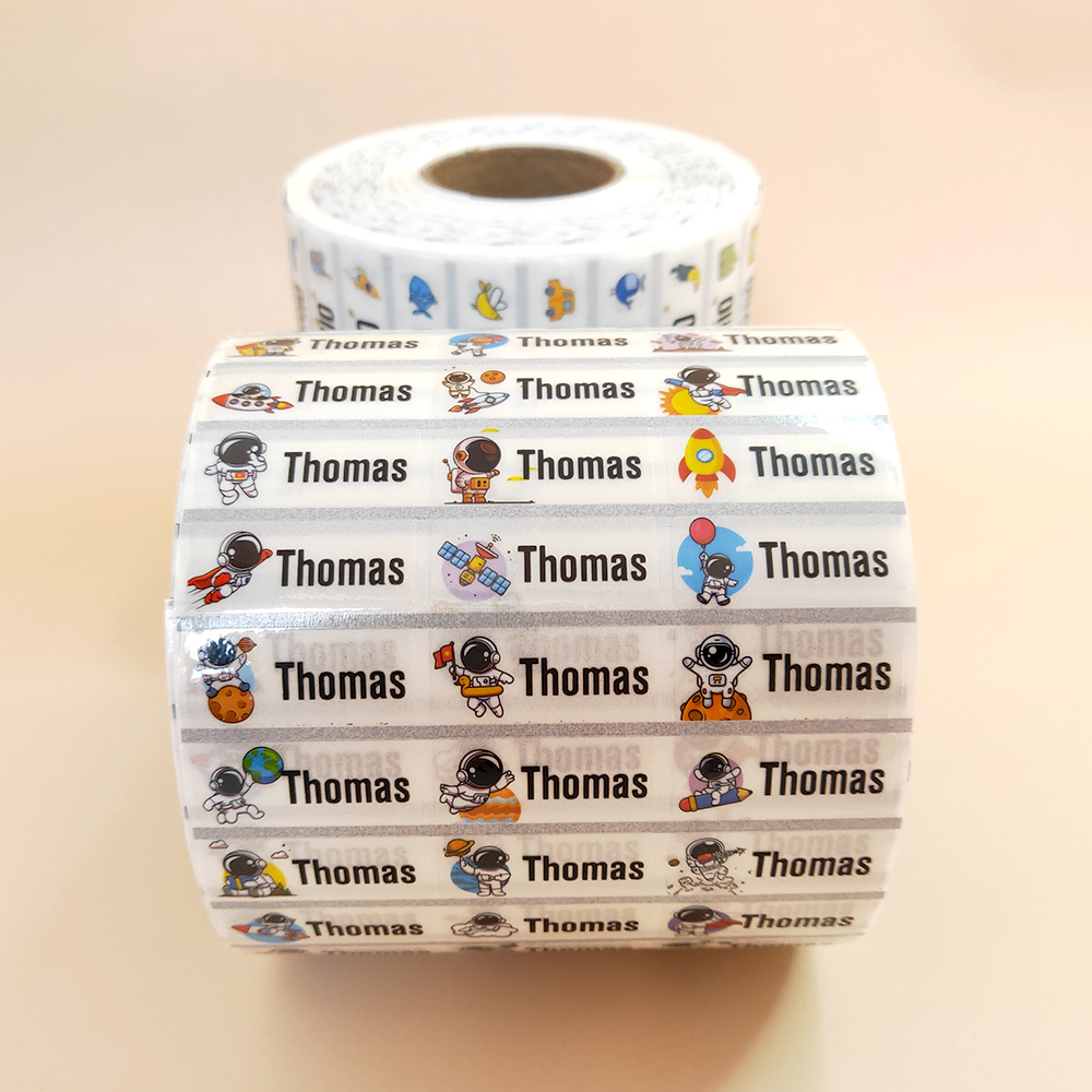 200 Uds. Etiquetas adhesivas transparentes personalizadas con nombre, etiquetas impermeables en hebreo, etiqueta de nombre personalizada para niños, papelería
