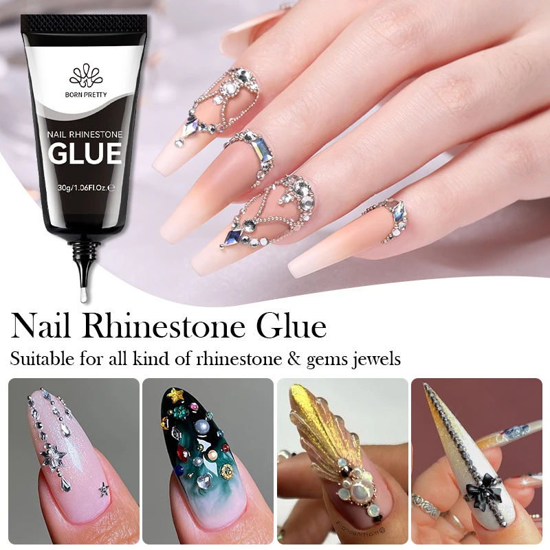 BORN PRETTY Klej do paznokci z kryształkami 30ML Żelowy klej do paznokci do zdobienia paznokci 3D Bling Żel do zdobienia paznokci Klej do zdobienia paznokci Klej do zdobienia paznokci Klej do zdobienia paznokci Klej do zdobienia paznokci