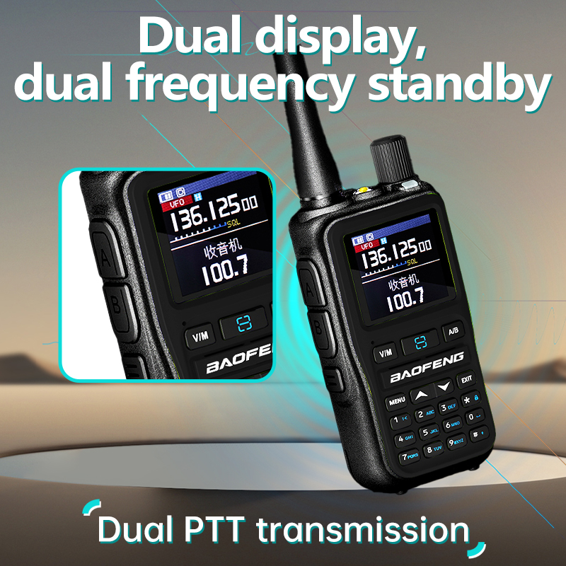 Baofeng Walkie Talkie UV 5R Mini banda Dual PTT Bluetooth VHF/UHF USB-C carga compacta VOX FM Radio aficionadora