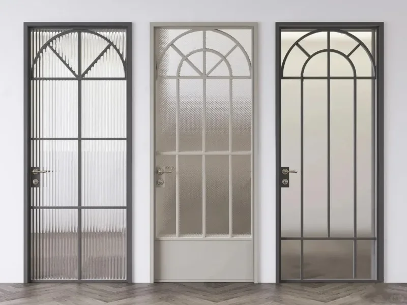 Modern Elegant French Style Steel Glass Casement Hinged Door Iron Metal Frame Interior Aluminum Doors Custom Size
