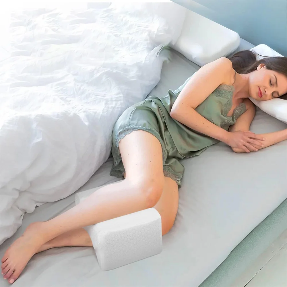 Cuscino per le gambe, cuscino laterale, cuscino per ginocchia in memory foam con cintura laterale per dormire, cuscino per ginocchia per gambe con fodera sfoderabile e lavabile
