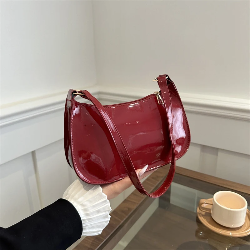 Retro สีทึบ PU หนังไหล่กระเป๋าแฟชั่นผู้หญิงกระเป๋าถือ Hobos กระเป๋าและกระเป๋าถือสุภาพสตรีกระเป๋า