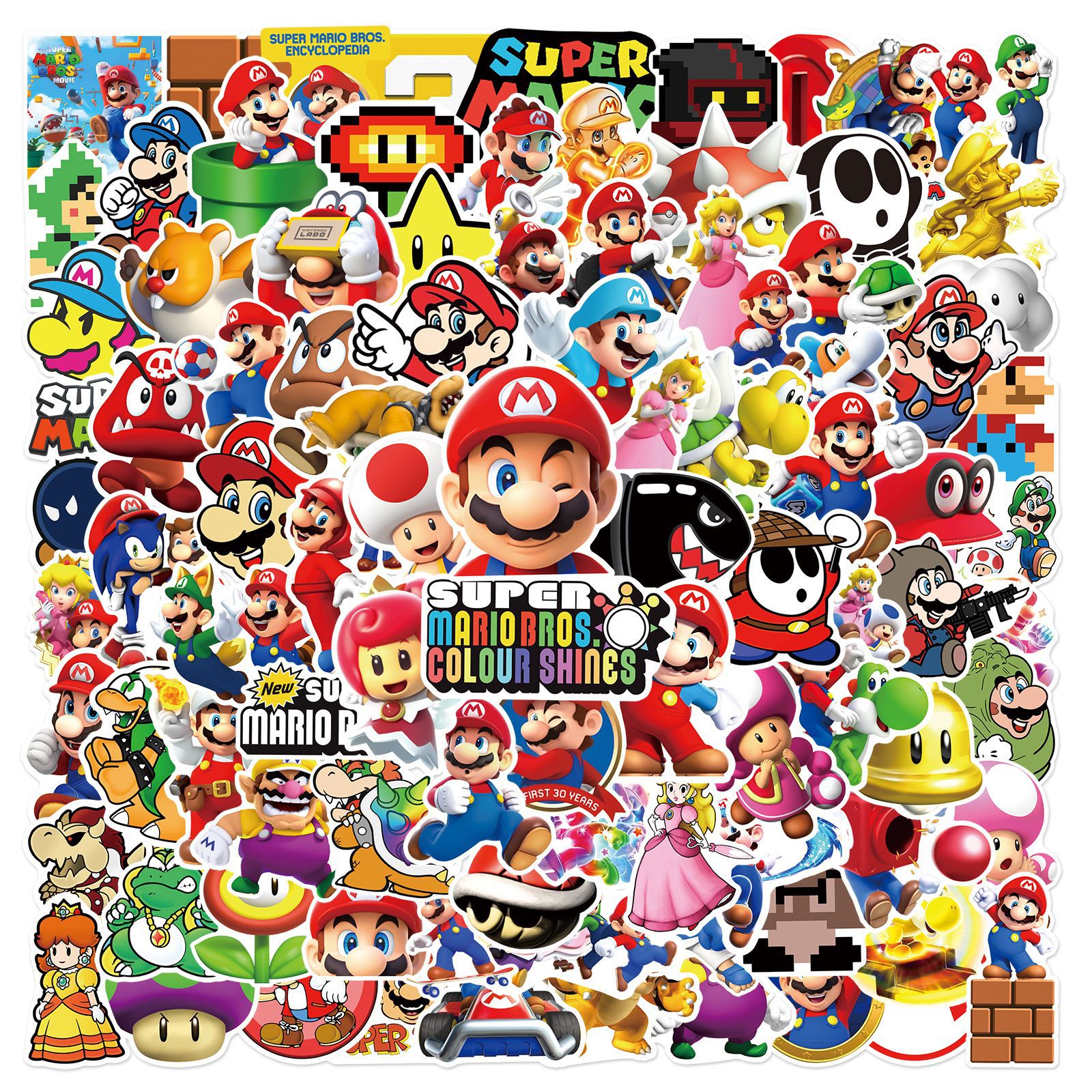 10/25/50/100 Uds. Pegatinas de juego de dibujos animados de Super Mario, portátil, monopatín, nevera, teléfono, pegatina impermeable, juguetes para niños