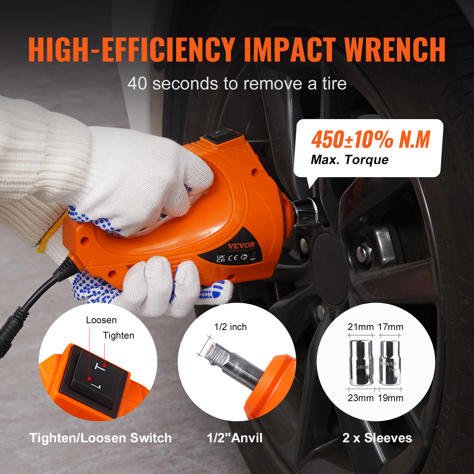 VEVOR Kit di Attrezzi per Martinetto Idraulico a Forbice per Riparazione dell'Auto Veicolo Carico Massimo 3 Tonnellate Corrente CC 12V 15A, Cassetta di Attrezzi per Martinetto a Forbice Cavo da 3,5m
