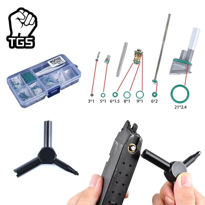 Pistola tórica de goma de flúor para revista táctica Airsoft, juego de 17 juntas de sellado de anillo de silicona plana verde para GBB Marui TM Glock
