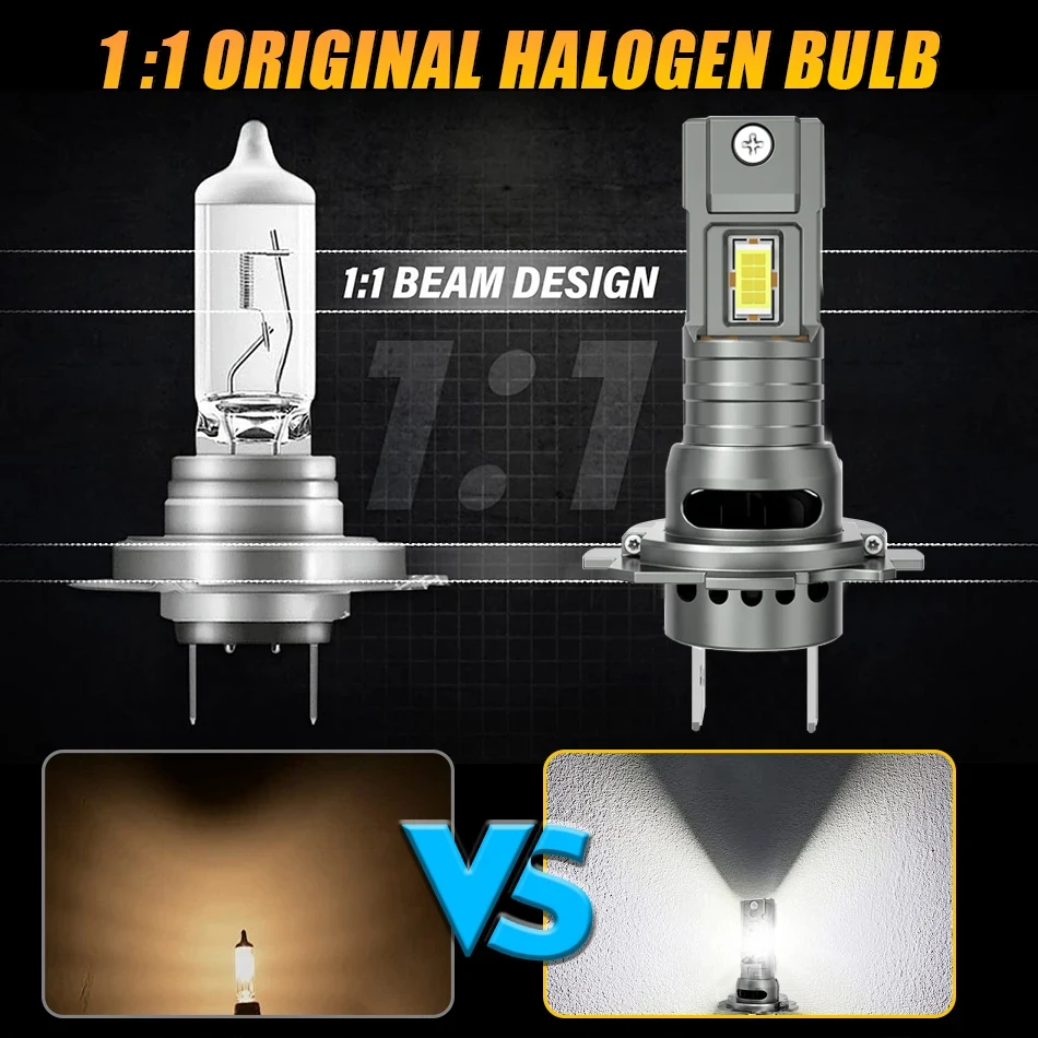 Faro LED H7 CANBUS 30000LM 7035 Chips CSP 1:1 tamaño MINI Plug and Play lámpara automática 6000K luz antiniebla Turbo inalámbrica con ventilador