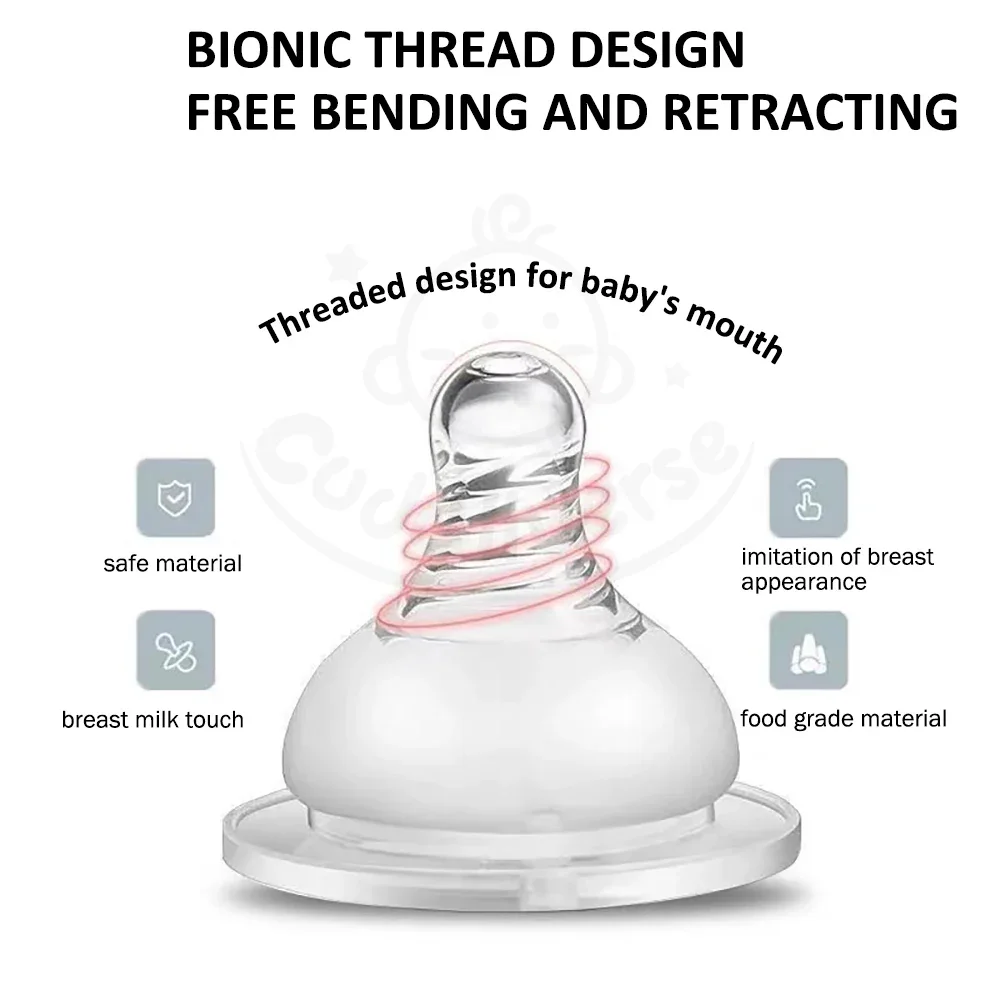 7 Universal-Ersatznippel für Babyflaschen, mehrere Kaliberoptionen, lebensmittelechtes Silikonmaterial, frei von Bisphenol A