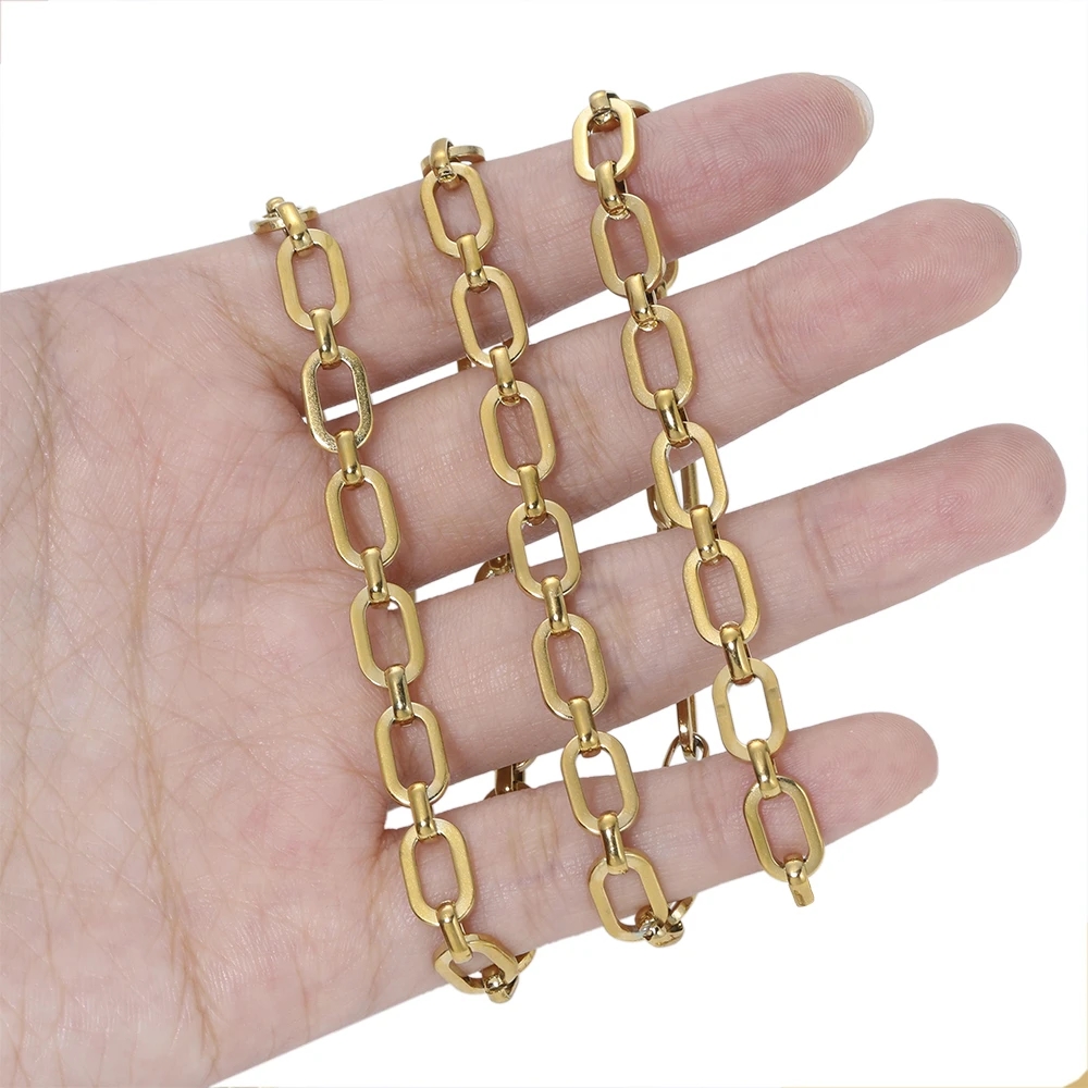 1M Stainless Steel Flat O Shape Chains Necklaces Findings Bracelets Bangles Chains DIYJewelry Gifts Earrings Accessories