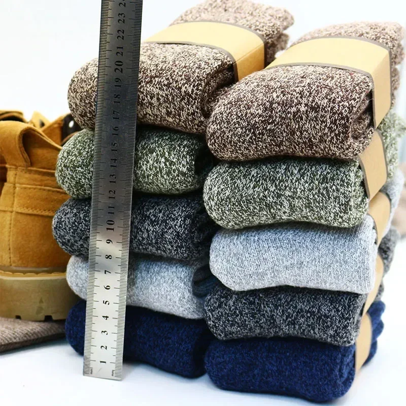 Winter Merino Wollen Sokken Voor Mannen Super Dik Warm Hoge Kwaliteit Harajuku Retro Sneeuw Casual Antivries Kasjmier Sokken Mannen 3 Paar