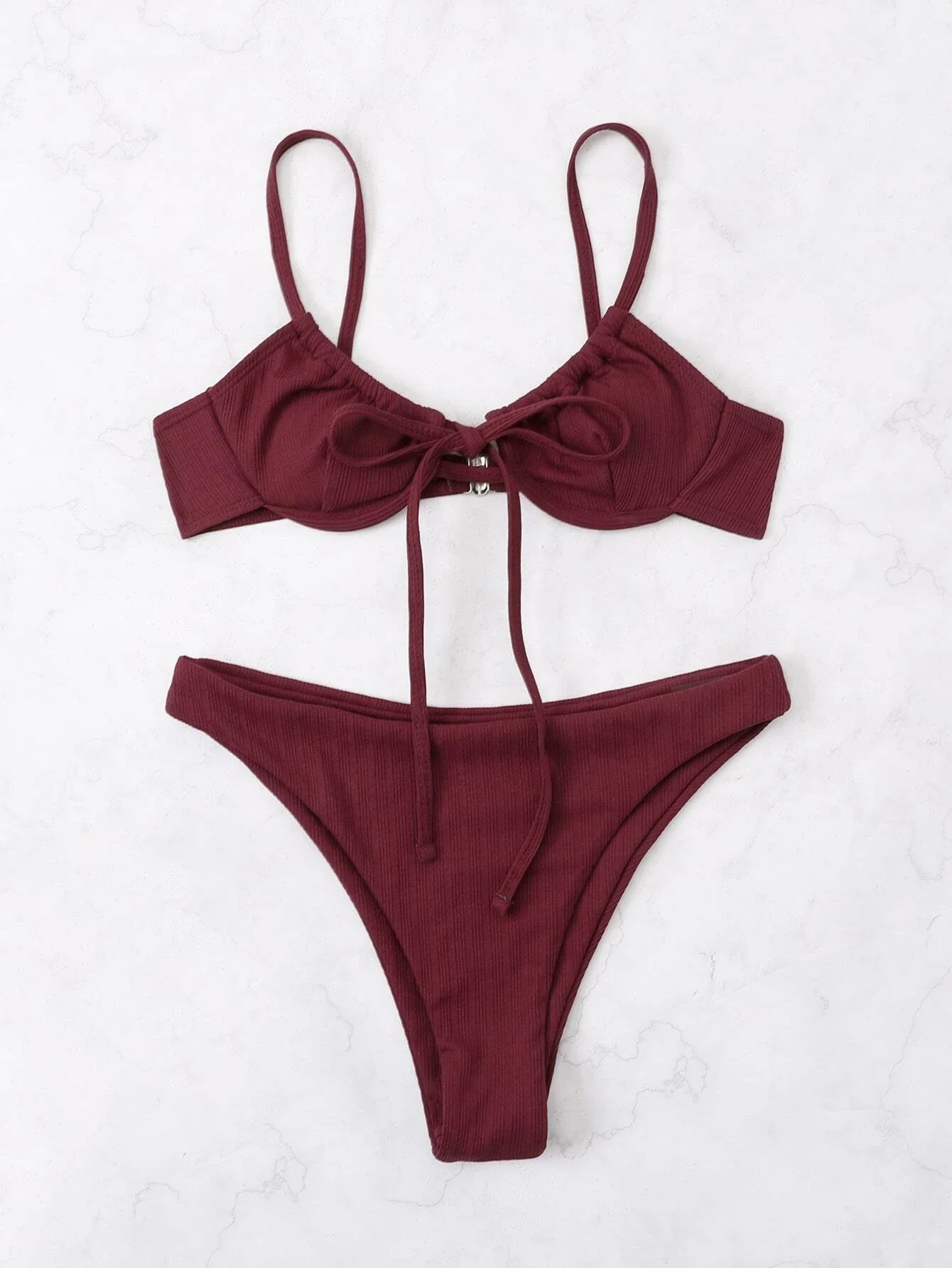 2025 Push Up Bikini femmes côtes cravate avant maillot de bain Sexy à armatures maillots de bain femmes baigneurs maillot de bain été maillots de bain
