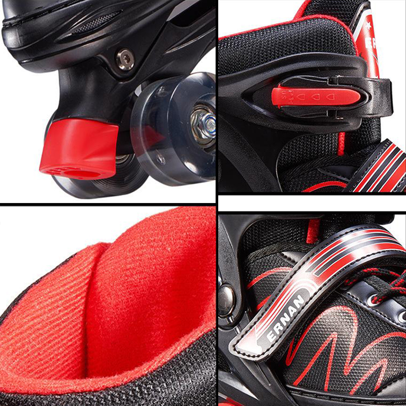 4-Räder-Skateschuhe, zweireihig, Quad-Rollschuhe, blinkende Erwachsene und Kinder, Outdoor-Skating-Turnschuhe für Anfänger, Jungen und Mädchen, Geschenke