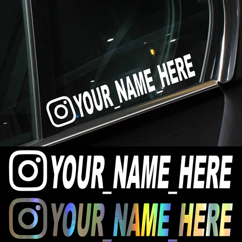 Etiqueta engomada del coche Nombre del usuario Personalizado Instagram Calcomanías de vinilo Motocicleta para Instagram FACEBOOK Personalización necesita comentarios