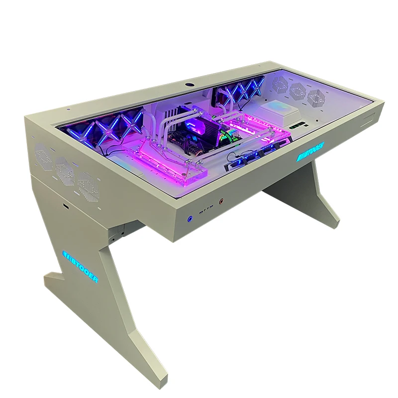 Caixa de computador tudo-em-um mesa totalmente transparente legal ficção científica mesa de jogos refrigerada a água envio consultoria comerciantes