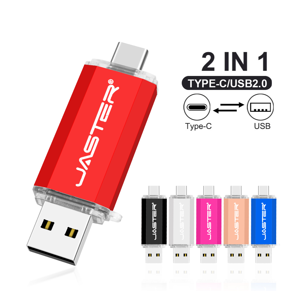 JASTER Pendrive Type C OTG USB Flash Drive 128GB 64GB 32GB 16GB 8GB 4GB Memory Stick 2.0 Pendrive High Speed for Type-C Device