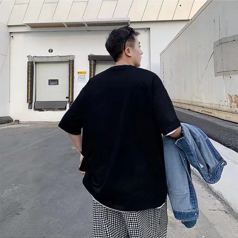 Kaus pria lengan pendek, kaus lengan pendek pria, longgar, Port angin, merek populer, leher bulat, Atasan musim semi, musim panas, baru, kaus lengan setengah