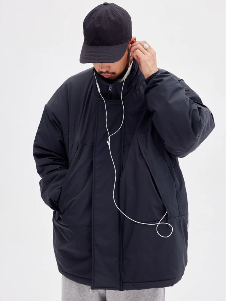 Abrigo de algodón Cargo Vintage para hombre y mujer, Parka Harajuku de Color sólido con cuello levantado, Chaqueta de algodón holgada informal para calle e invierno, Unisex