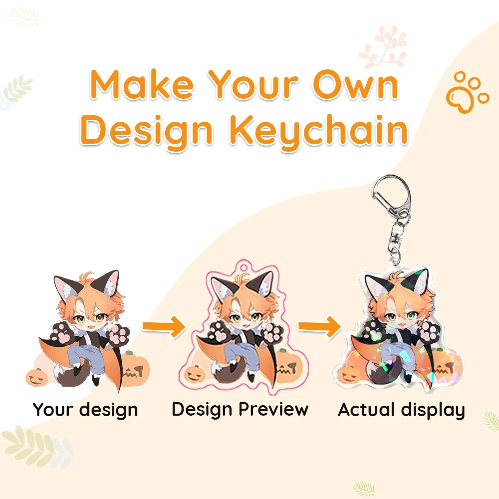 CUSTOM พวงกุญแจการ์ตูนอะคริลิค Key CHAIN Photo ที่กําหนดเองอะนิเมะ Charms โฮโลแกรม CLEAR ส่วนบุคคล Designer พวงกุญแจรถ