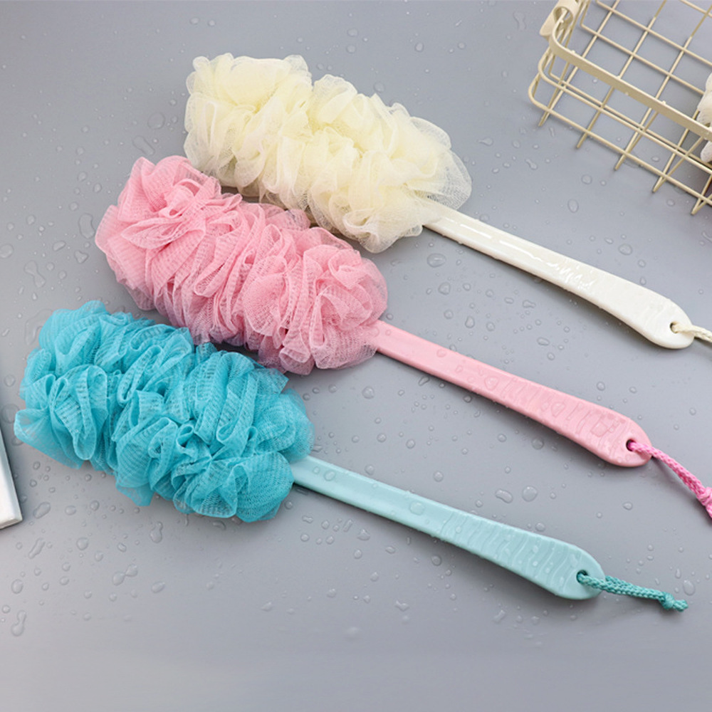 ยาวกลับแปรง Body Scrubbers อาบน้ําแขวนแปรงฟองน้ําตาข่ายนุ่มอาบน้ําแปรง Bath อุปกรณ์เสริมสําหรับผู้ใหญ่