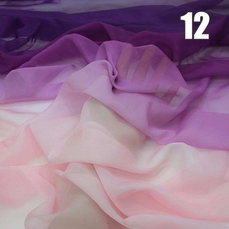 Mehrfarbiger Farbverlauf, Brokat-Seiden-Chiffon-Stoff, schattige Farbe, Tüll, handgefertigt, DIY, Hanfu, Fensterschutz, Kleid, Bühnenarrangement