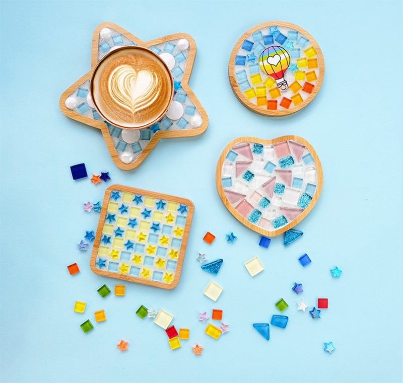 DIY handgemachte Untersetzer kreative Mosaik Kristall Bambus Material Kits Tasse Matte Eltern-Kind Hand Handwerk Spielzeug Kinder Geschenk