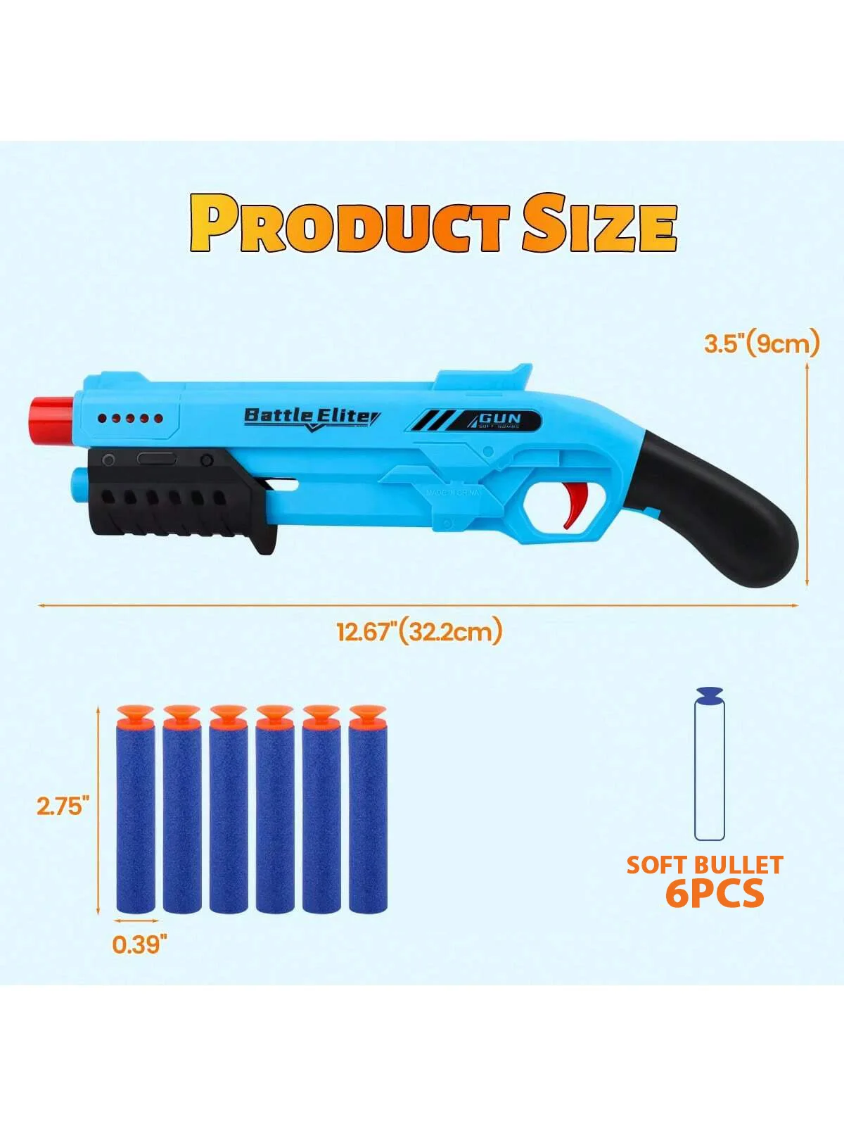 Outdoor Durable Soft Bullet Blaster Manual Foam Dart Launcher Battle Toy,Play Gun for Boys & Girls,Halloween&Christmas Gitfs