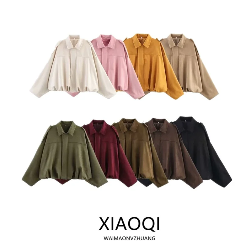 Spring 2025 Women's Velvet Feel Pilot Jaet Coat New Arrival Casual Loose Fit ort Outerwear Versatile Sle Regular Length