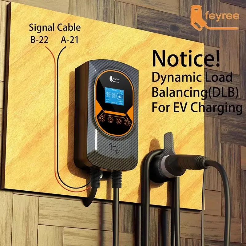 Feyree EV-Ladestation 32 A Elektrofahrzeug-Autoladegerät EVSE Wallbox Wandmontage 7,6/11/22 kW Typ2-Kabel IEC62196 APP-Steuerung