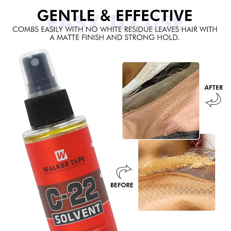 4 FL OZ 118ml Walker Tape C-22 Solvent Remover Ottimo detergente per cuoio capelluto e sistemi di capelli ad azione rapida sulla maggior parte dei nastri