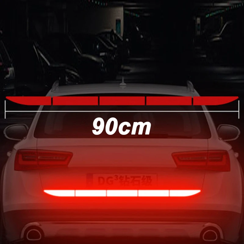 90 ซม.รถสะท้อนแสง Decal คําเตือนความปลอดภัยเทปสะท้อนแสงสติ๊กเกอร์รถ Anti Collision Warning Reflector สติกเกอร์อุปกรณ์เสริมอัตโนมัติ