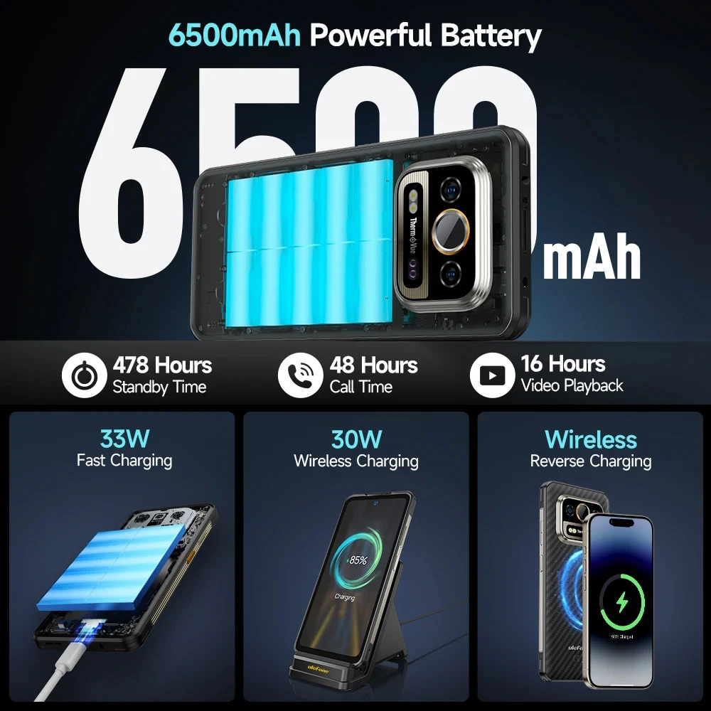 Ulefone armor 25t pro 5g telefone robusto com imagem térmica android 14 33w 64mp visão noturna smartphone nfc à prova de água