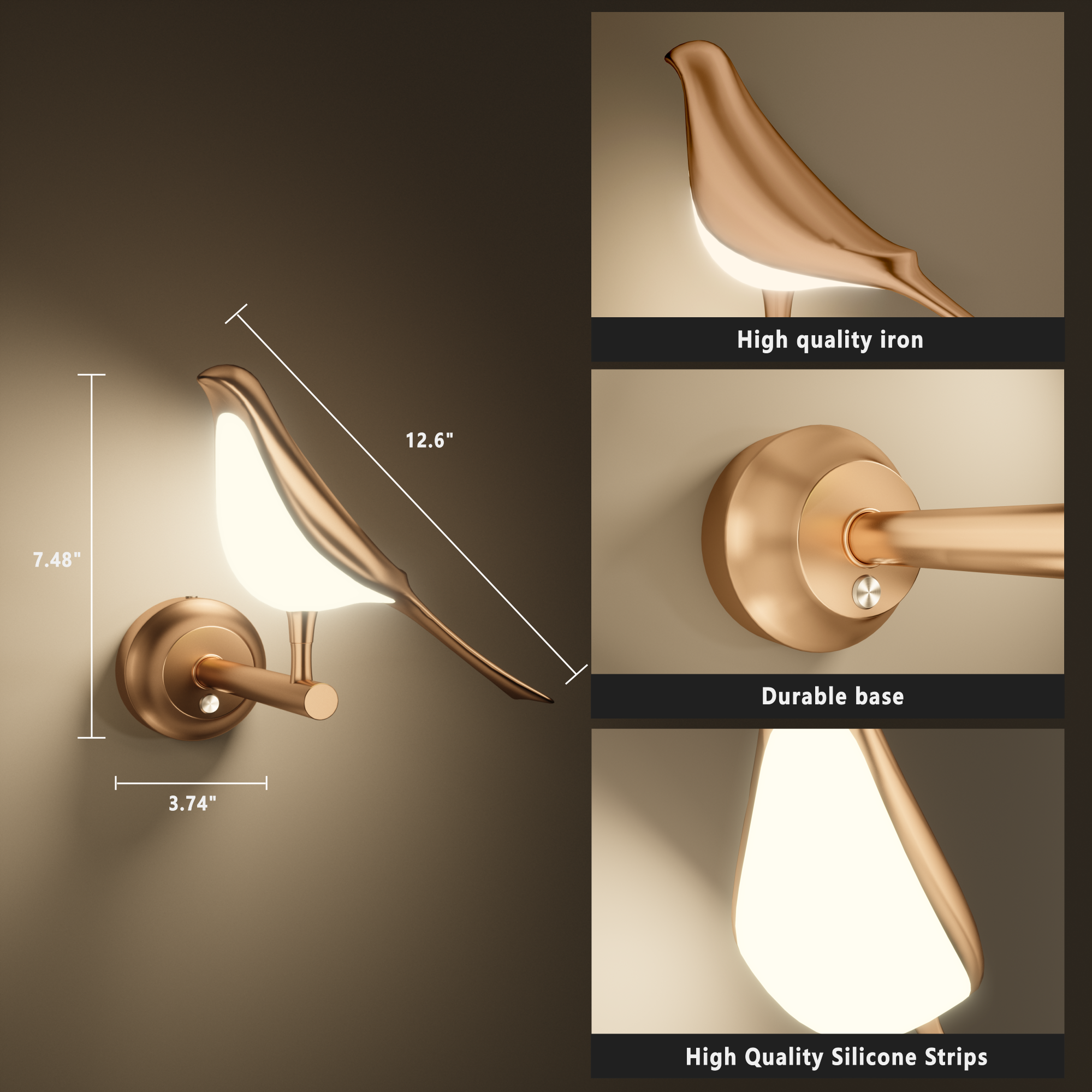 Nordic Modern led Wall Lamps Golden Bird 12w Decorati Bedside Indoor For Wall light Living Room Sofa Background Rotatable Sconce