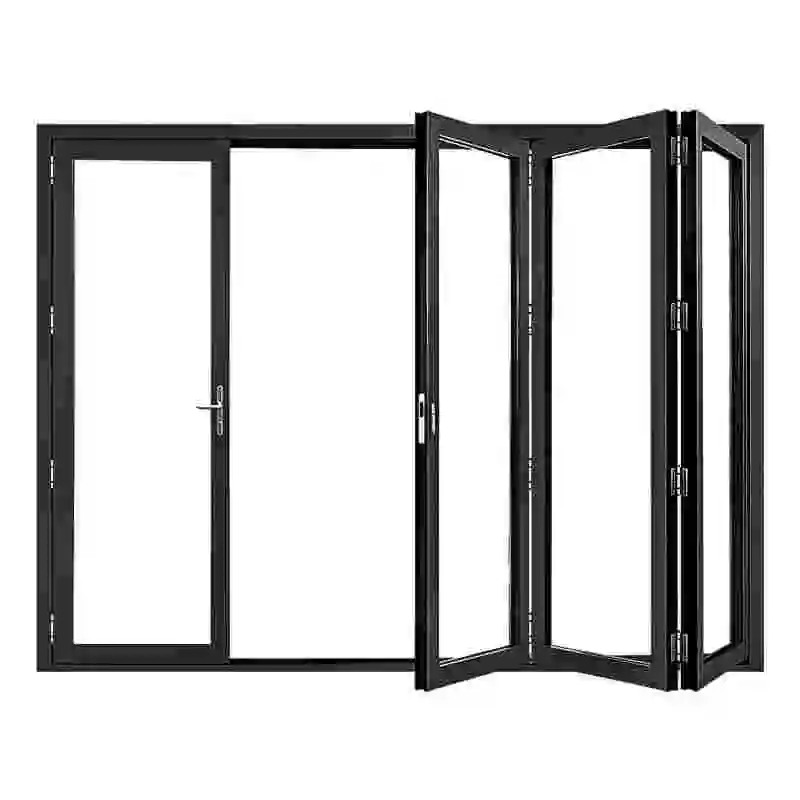 Porte pieghevoli in alluminio Porta pieghevole Porte d'ingresso esterne Porte d'ingresso per la casa Doppia porta scorrevole personalizzata