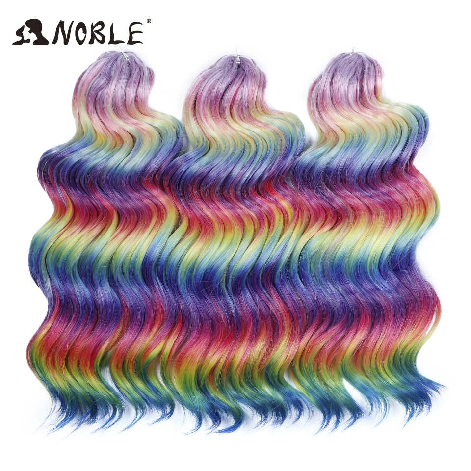 Noble sintético Twist Crochet pelo rizado 16 "Color del arco iris onda profunda trenza pelo Rubio degradado onda de agua extensiones de cabello trenzado