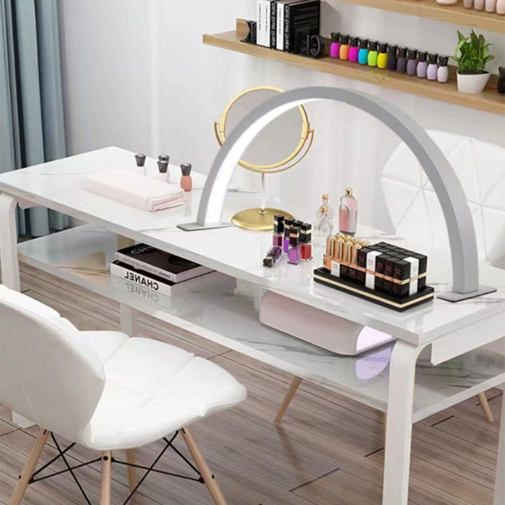 Lámpara LED de escritorio en forma de U para salón de belleza, accesorio de iluminación semimetálica, protección ocular con Cable de interruptor USB, iluminación de mesa para tienda de uñas