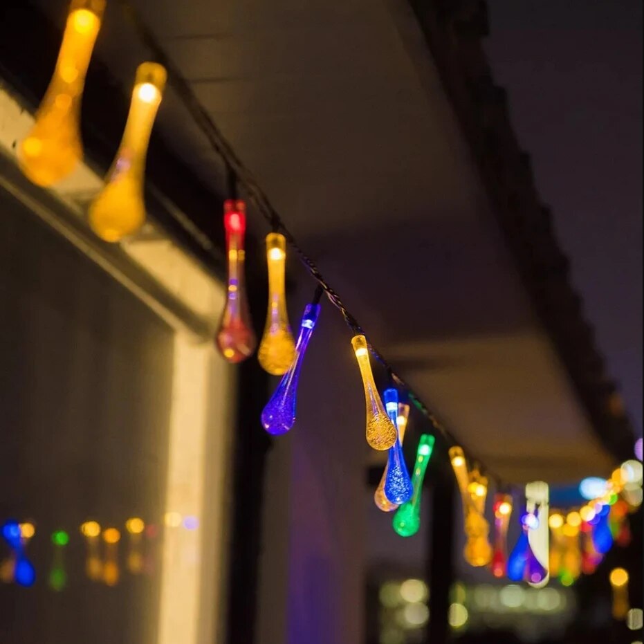 Waterdruppeltjes zonne-strijkers waterdichte buitendecoratie Garland Fariy Lights kerst bruiloft feesttuin