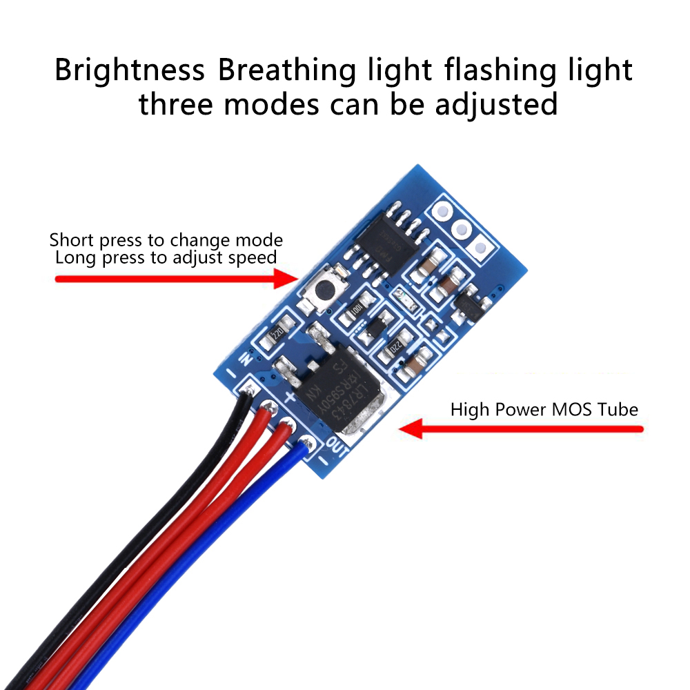 Schnelles und langsames, allmählich aufhellendes LED-Steuermodul mit dimmbarem, atmendem Blinken für LED-Halogenlichtzubehör