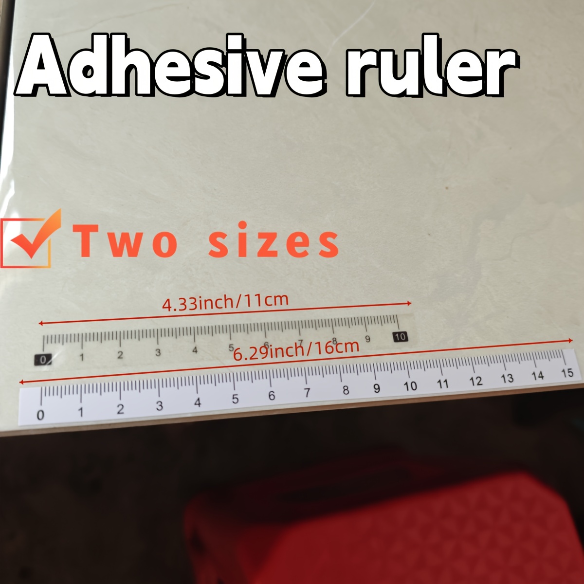 10-piece self-adhesive ruler set, suitable for office/study/sewing — can be attached to any smooth surface, measuring tool