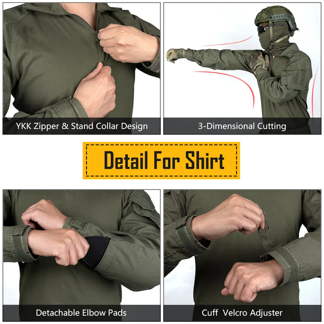 Idogear tático g3 combate terno camisa & calças joelheiras atualizar ver camo combate uniforme 3004