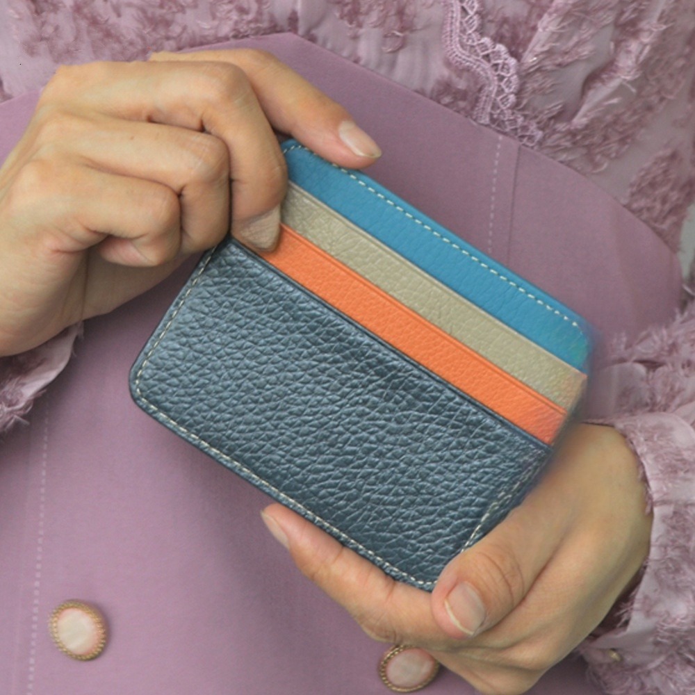 Porta carte di credito ultra sottile, portafoglio, porta carte per piccole imprese, 6 slot per carte